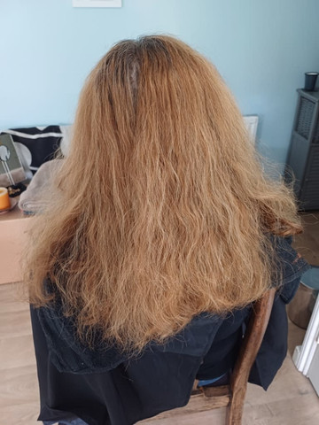 Long textured dark hair before styling