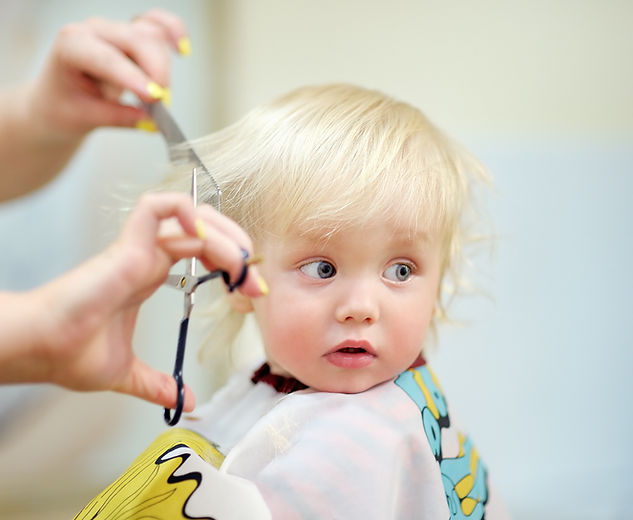 A young child having a first haircut
