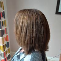 Highlighted bob haircut from behind